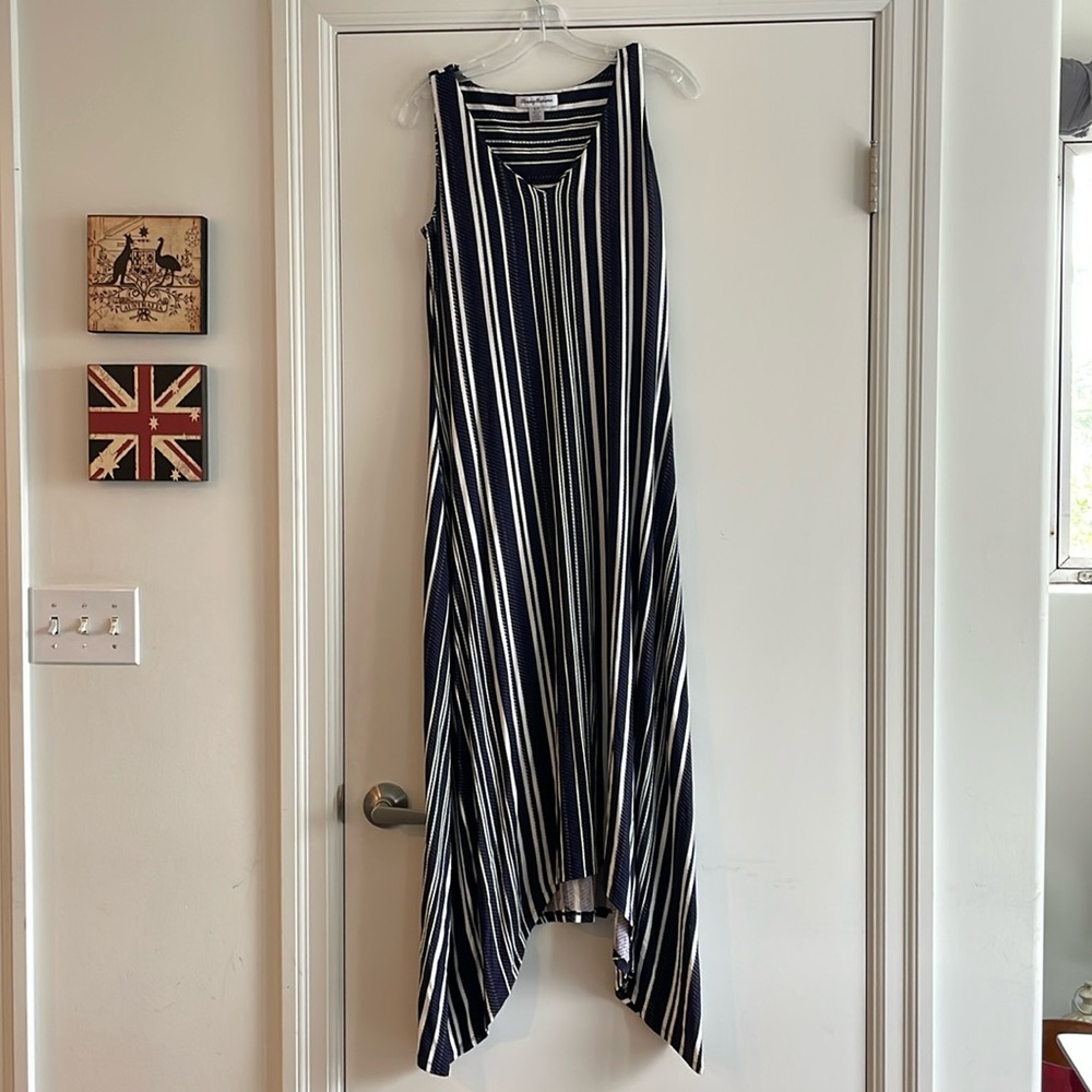 Tommy Bahama Maxi Dress- Navy Blue and White Striped Size Small